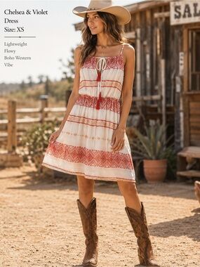 Chelsea & Violet Boho Western Tassel Dress | Size XS | Festival Cottagecore